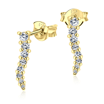 Gold Plated CZ Silver Earrings STS-2707-GP